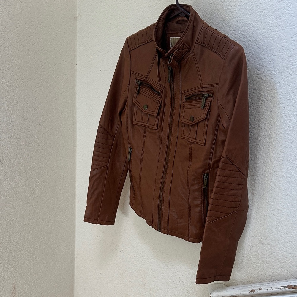 Michael Kors Tan Leather Jacket, Soft and Vintage - Picture 10 of 14
